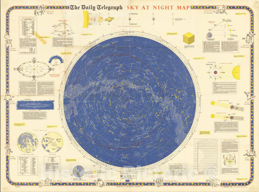 Historic Map : The Daily Telegraph Sky At Night Map, c1960, Geographia, Vintage Wall Art
