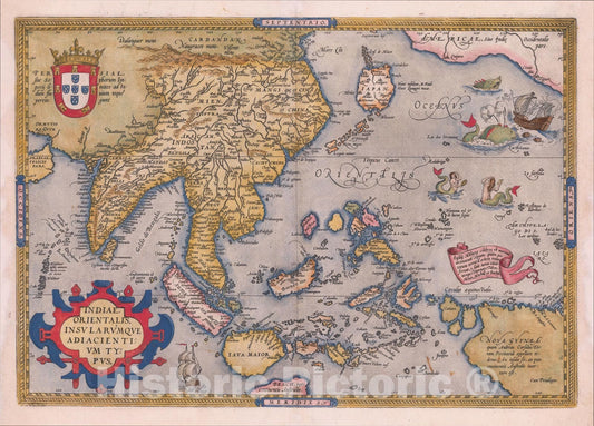 Historic Map : Indiae Orientalis Insularumque Adiacientium Typus, 1584, , Vintage Wall Art