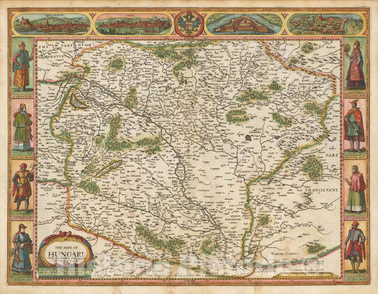 Historic Map : The Mape of Hungari newly augmented by John Speede Ano Dom: 1626, 1676, John Speed, Vintage Wall Art