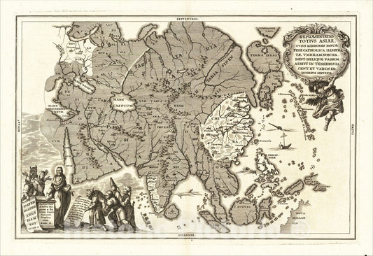 Historic Map : Repraesentatio Totius Asiae Cuius Regiones Paucae Fide Catholica, 1702, Heinrich Scherer, Vintage Wall Art