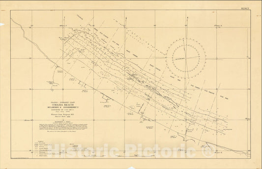 Historic Map : Second World War - Omaha Beach - Mulberry Harbor, 1944, W. M. Passmore, Vintage Wall Art