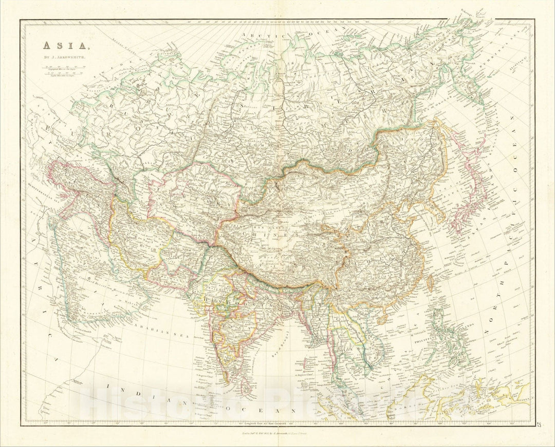 Historic Map : Asia, 1832, John Arrowsmith, Vintage Wall Art