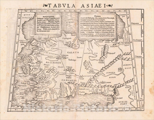 Historic Map : [Asia Minor] Tabula Asiae I, 1542, Sebastian M?nster, Vintage Wall Art