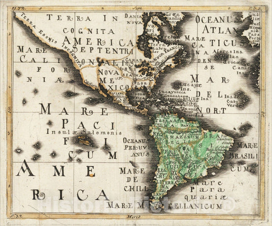 Historic Map : [America], 1737, Franz Wagner, Vintage Wall Art