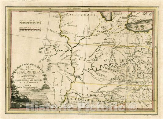 Historic Map : Gli Stati Uniti Dell' America?Terzo Foglio che comprende Parte Della Virginia E Della Carolina?1797, 1797, , Vintage Wall Art