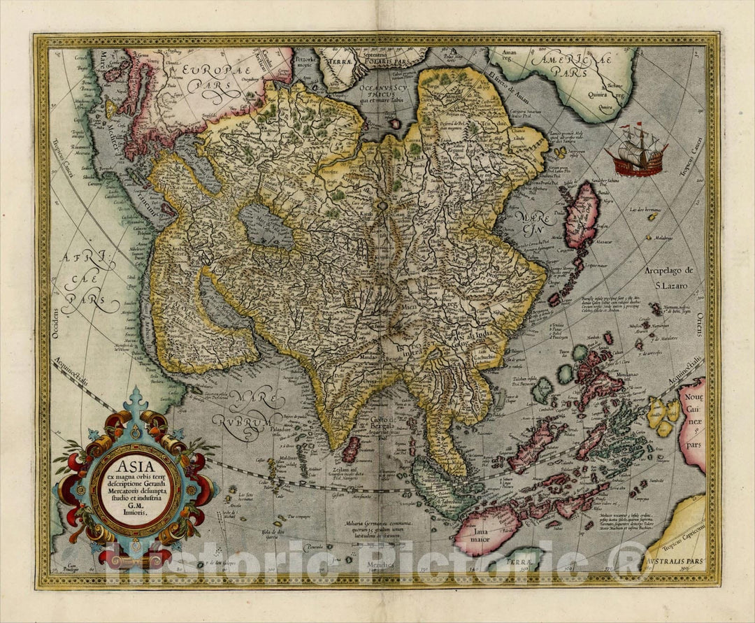Historic Map : Asia ex magna orbis terre descriptionie Gerardi Mercatori Desumpta studio et industria G.M. Iumioiris, c1620, , Vintage Wall Art