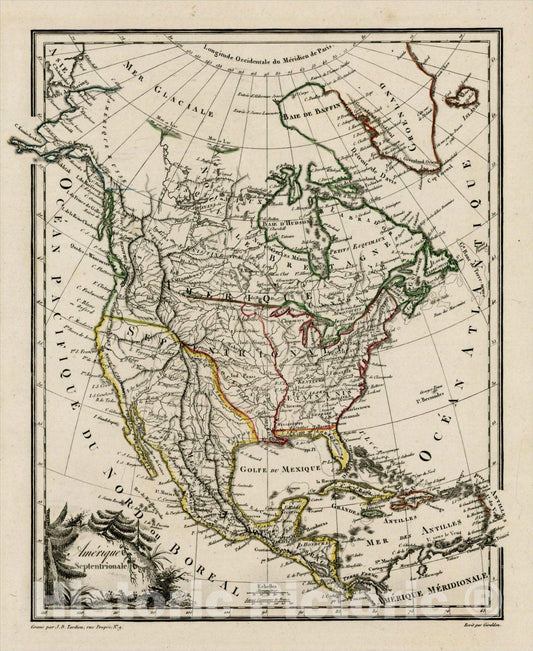 Historic Map : Amerique Septentrionale (earliest appearance of the mythical Rio San Felipe, connecting Lake Teguayo to San Francisco), 1812, Conrad Malte-Brun, Vintage Wall Art
