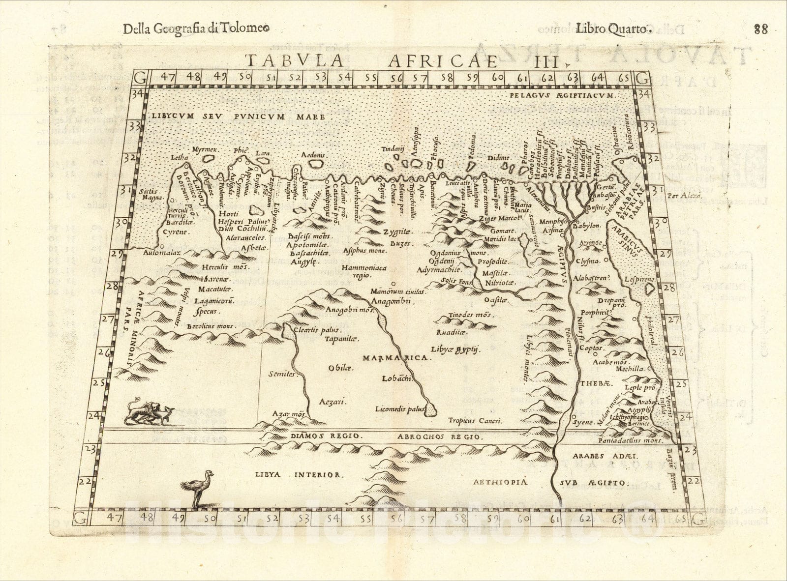 Historic Map : Tabula Africae III, 1561, Girolamo Ruscelli, Vintage Wall Art