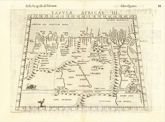 Historic Map : Tabula Africae III, 1561, Girolamo Ruscelli, Vintage Wall Art