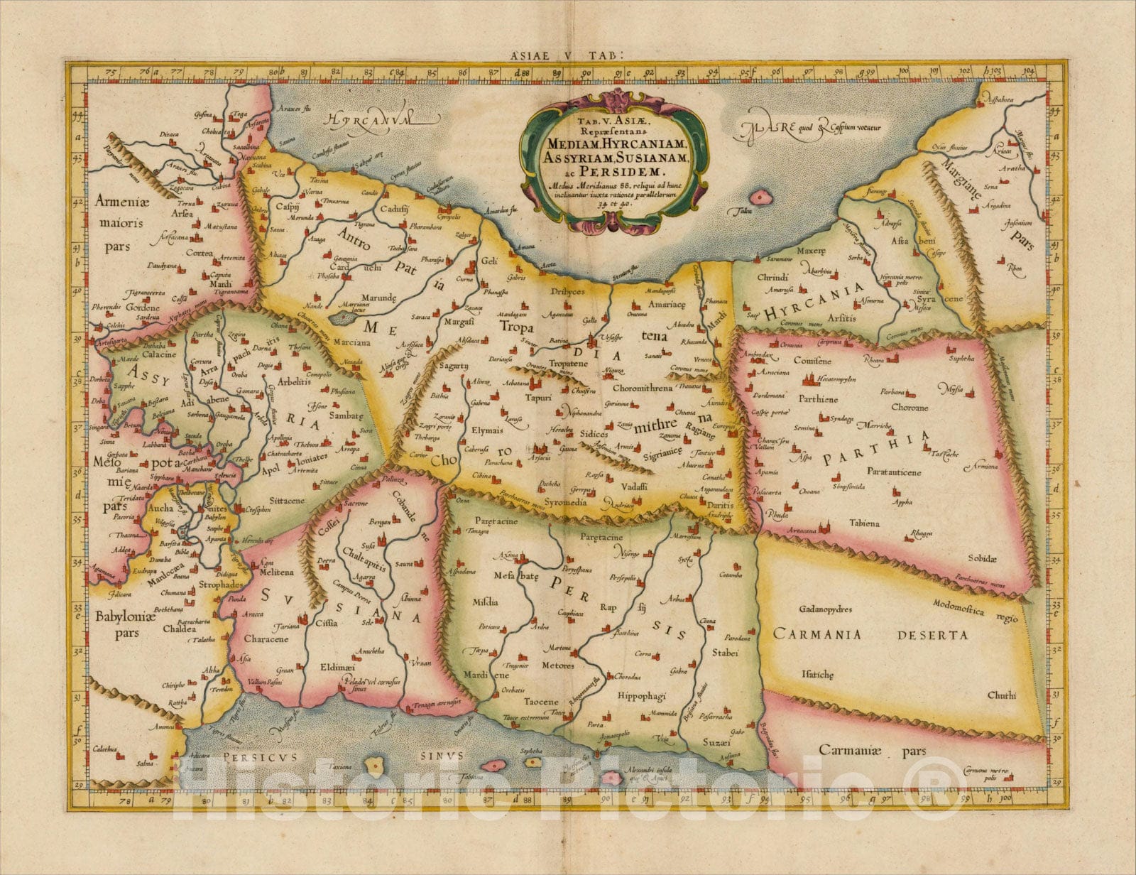 Historic Map : Tab. V. Asiae Repraesentans Mediam, Hyrcaniam, Assyriam, Susuanam ac Persidem (Iran & Iraq), 1637, Gerard Mercator, Vintage Wall Art
