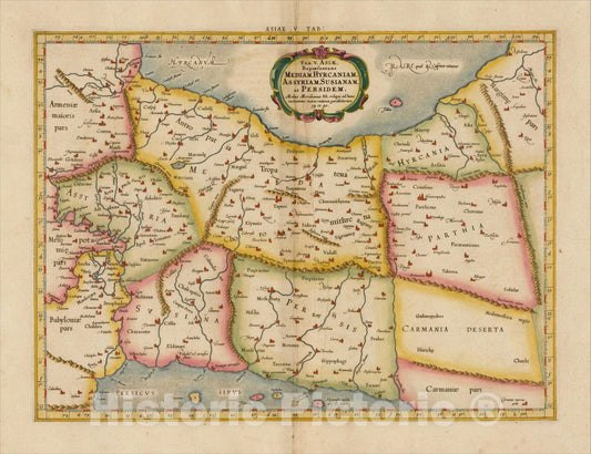 Historic Map : Tab. V. Asiae Repraesentans Mediam, Hyrcaniam, Assyriam, Susuanam ac Persidem (Iran & Iraq), 1637, Gerard Mercator, Vintage Wall Art