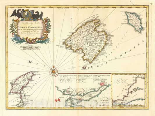 Historic Map : Carte Des Isles De Maiorque Minorque et Yvice, 1756, 1756, Homann Heirs, Vintage Wall Art