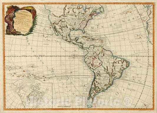 Historic Map : Carte D'Amerique divisee en ses Principaux Etats, 1792, , Vintage Wall Art