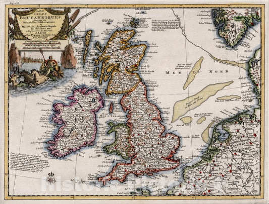 Historic Map : Les Isles Britanniques Suivant les Nouvelles Observations, c1710, Pieter van der Aa, Vintage Wall Art