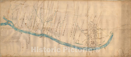 Historic Map : [William Clark Signed Jackson Purchase Map of a 4 Mile Section of the Ohio River From Paducah, Kentucky to America, Illinois area], c1827, , Vintage Wall Art