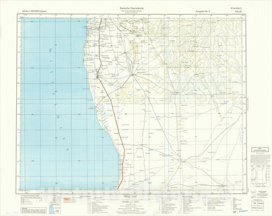 Historic Map : (Second World War - North Africa) Deutsche Heereskaarte Afrika 1:200 000 (Libyen), 1942, General Staff of the German Army, Vintage Wall Art