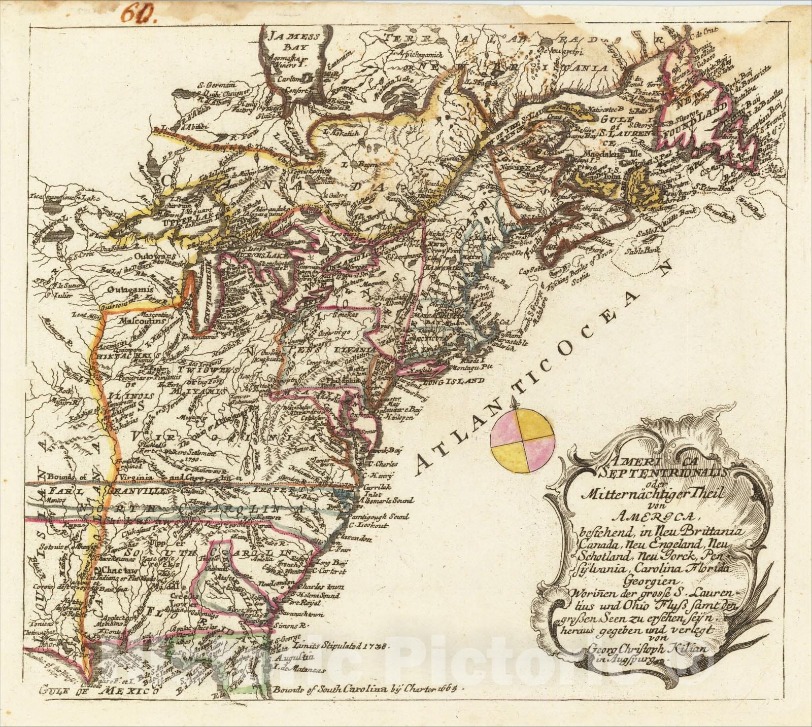 Historic Map : America Septentrionalis oder Mitternachtiger Theil von America, 1762, Christian Friedrich von der Heiden, Vintage Wall Art