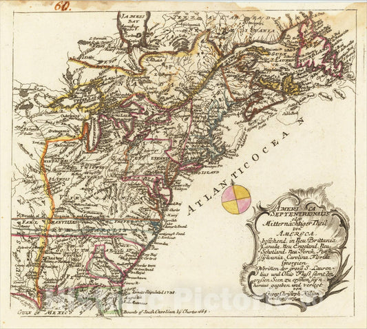 Historic Map : America Septentrionalis oder Mitternachtiger Theil von America, 1762, Christian Friedrich von der Heiden, Vintage Wall Art