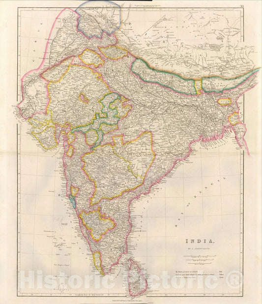 Historic Map : India, 1842, John Arrowsmith, Vintage Wall Art