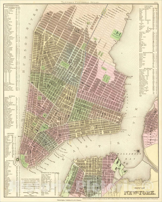 Historic Map : City of New-York, 1835, Henry Schenk Tanner, Vintage Wall Art