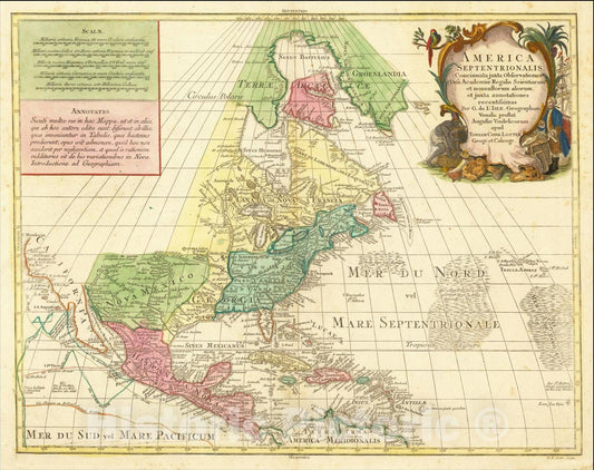 Historic Map : America Septentrionalis Concinnata juxta Observationes, 1760, Tobias Conrad Lotter, Vintage Wall Art