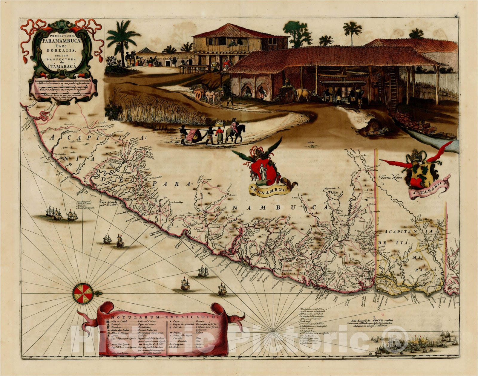 Historic Map : Praefecturae Paranambucae Pars Borealis una cum Praefectura de Itamaraca, 1662, Gaspar Barleus, Vintage Wall Art