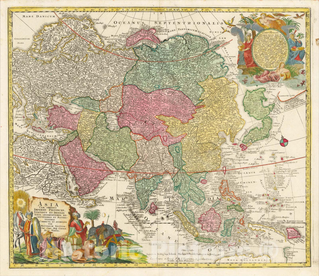 Historic Map : Asia Cum Omnibus Imperiis Provinciis Statibus et Insulis Iuxta Observationes Recentissimas et Accuratissimas Correcte et Adornata, c1783, Vintage Wall Art
