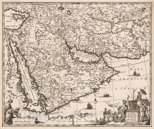 Historic Map : Nova Totius Arabiae Foelicis, Petraeae, et Desertae, c1680, Jacob Meurs, Vintage Wall Art