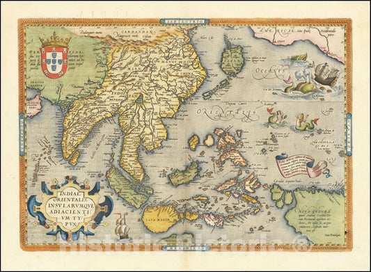 Historic Map : Indiae Orientalis Insularumque Adiacientium Typus, , Abraham Ortelius, Vintage Wall Art