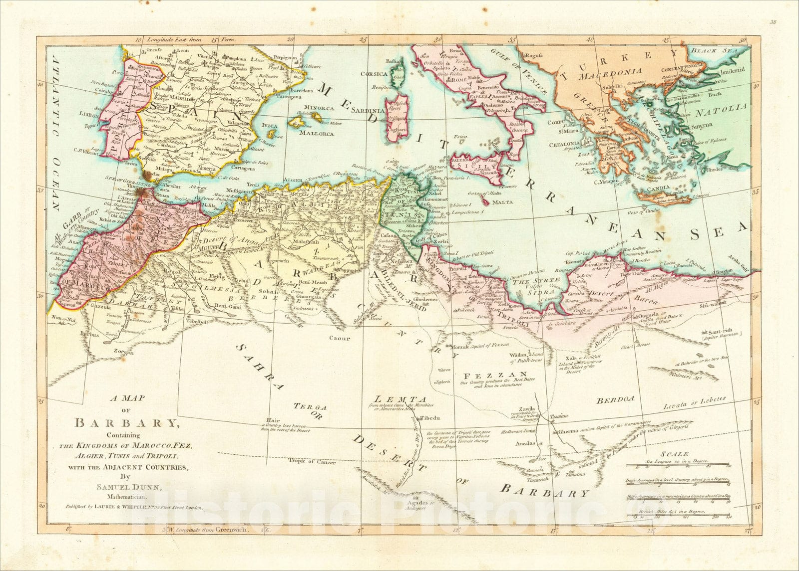 Historic Map : A Map of Barbary, Containing the Kingdoms of Marocco, Fez, Algier, Tunis and Tripoli, with the Adjacent Countries, 1810, Laurie & Whittle, Vintage Wall Art