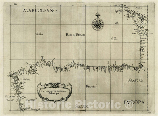 Historic Map : Carta quarta generale di Europa, 1646, Robert Dudley, Vintage Wall Art