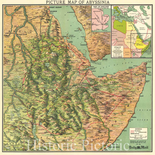 Abyssinia - Italian East Africa Map, 1935 | Historical Map Print