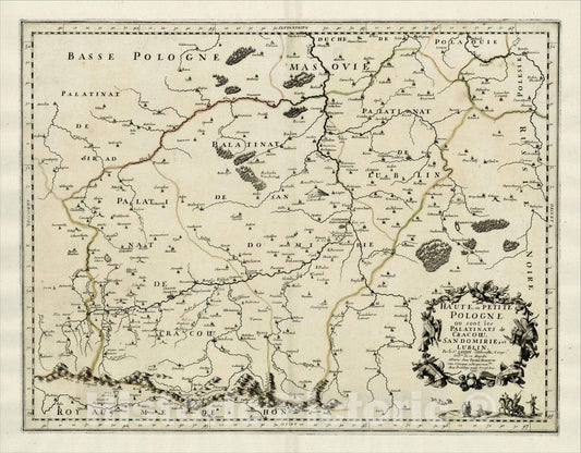 Historic Map : Haute, ou Petite Pologne; ou sont les Palatinats de Cracow, Sandomirie, et Lublin, 1666, 1666, , Vintage Wall Art