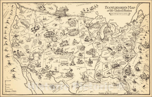 Historic Map : Bootlegger's Map of the United States . . ., 1926, Edward Gerstell McCandlish, v1, Vintage Wall Art