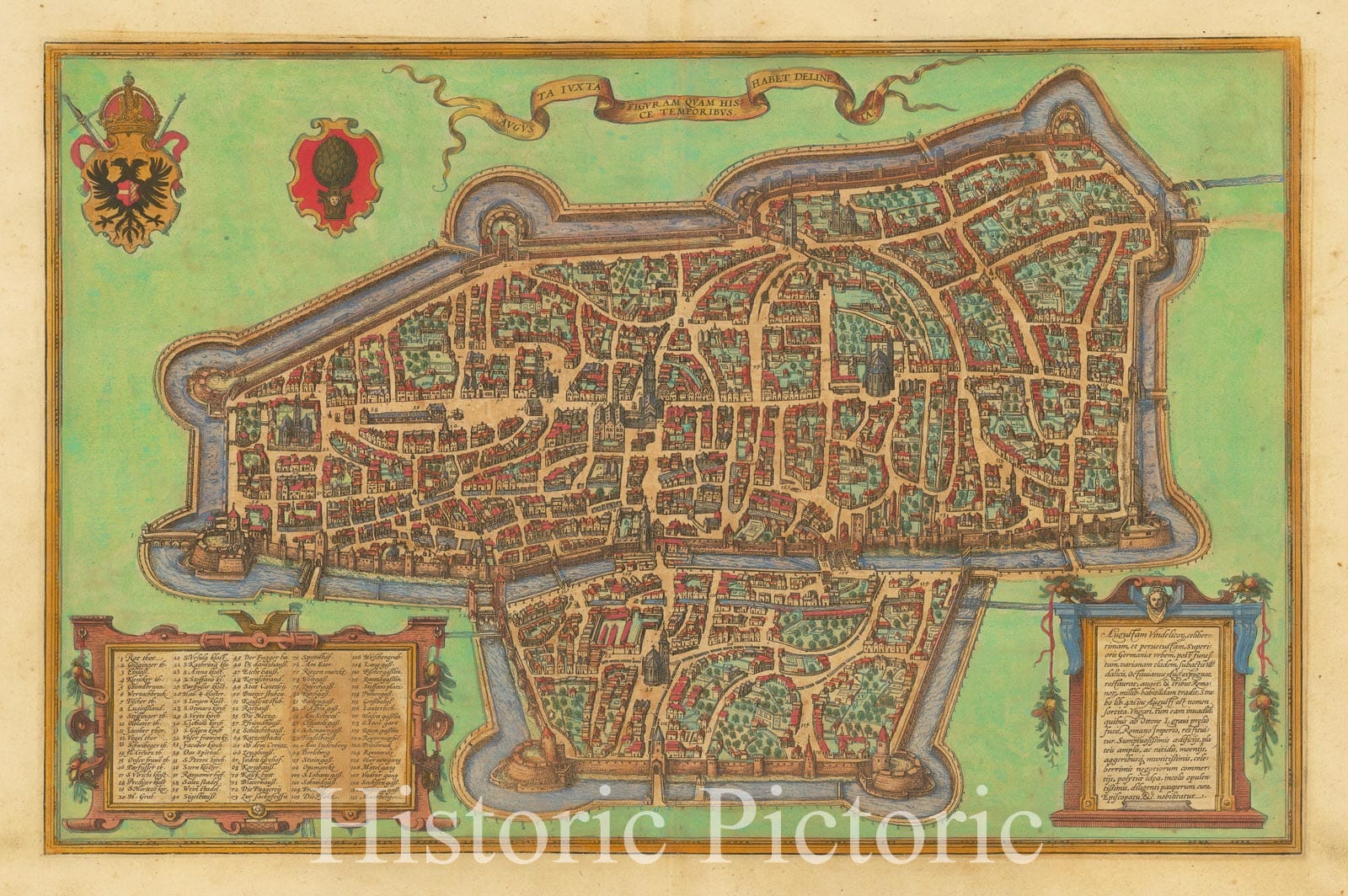 Historic Map : [Augsburg] Augusta iuxta figuram quam his ce temporibus habet delineata, c1572, , Vintage Wall Art