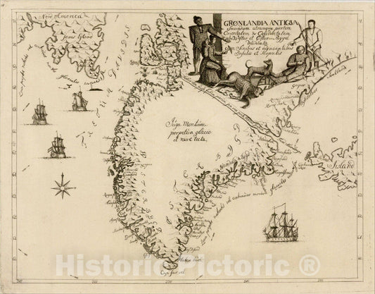 Historic Map : Gronlandia Antiqua Secundum utramque partem Orientalem & Occidentalem, 1741, Hans Poulsen Egede, Vintage Wall Art