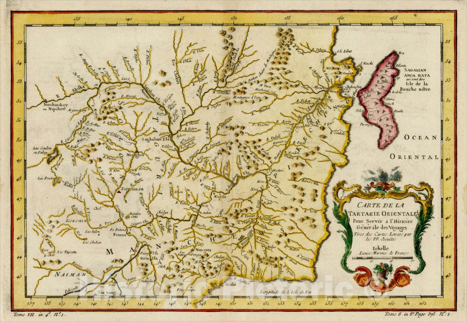 Historic Map : Carte De La Tartarie Orientale, 1757, Jacques Nicolas Bellin, Vintage Wall Art