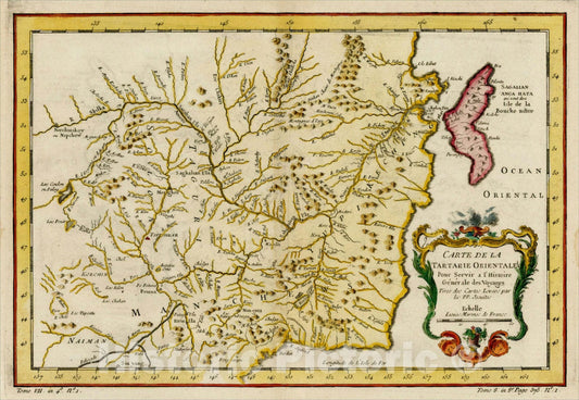 Historic Map : Carte De La Tartarie Orientale, 1757, Jacques Nicolas Bellin, Vintage Wall Art