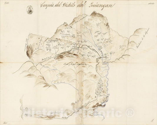 Historic Map : ?Croqius del Distrito de Luiangan Nueva Viscaya? [Spanish Military Map of Luiangan Disctrict, Nueva Viscaya, Philippines], [1890s], Anonymous, Vintage Wall Art