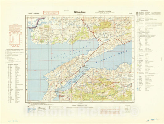 Historic Map : (Second World War - Turkey) T?rkei 1:200 000, 1942, General Staff of the German Army, Vintage Wall Art