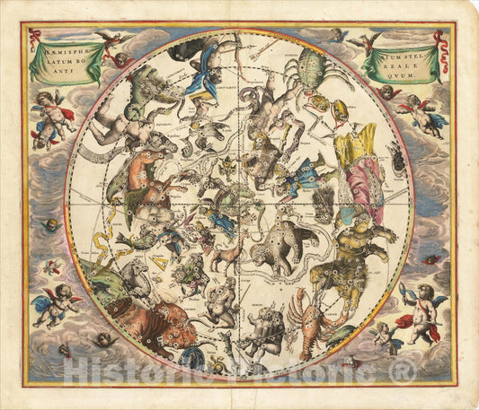 Historic Map : Haemisphaerium Stellatum Boreale Antiquum, 1660, Andreas Cellarius, Vintage Wall Art