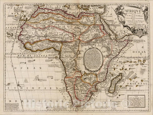 Historic Map : Afrique selon les Relations les plus Nouvelles Dressee et Dediee Par le. P. Coronelli, 1689, 1704, , Vintage Wall Art