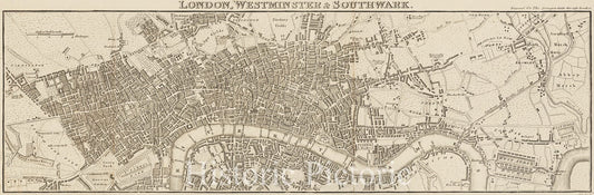 Plan of London, Westminster and Southwark, 1808 - Historical Map Print
