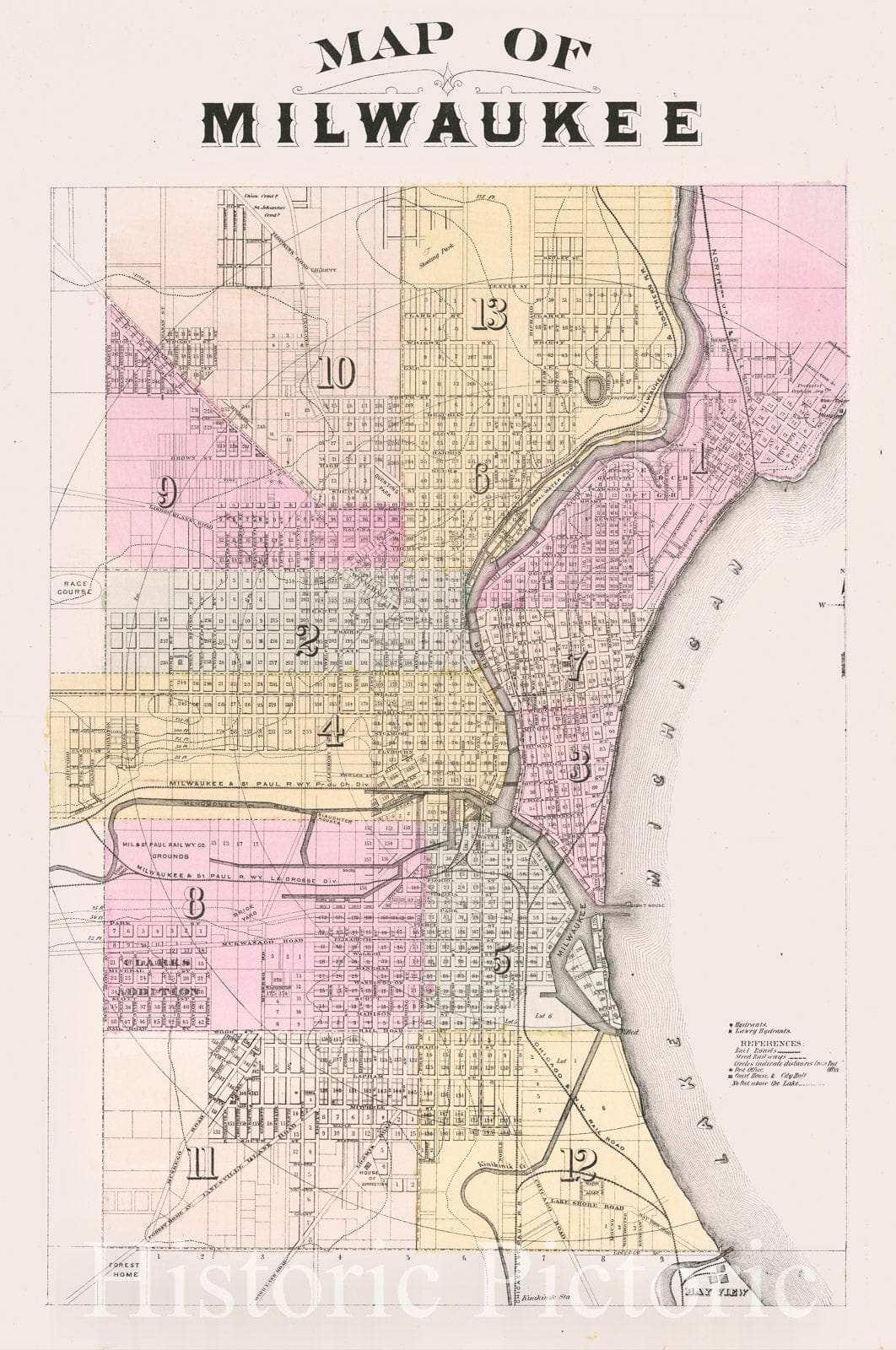Milwaukee - Ward Map | Historical City Plan Print