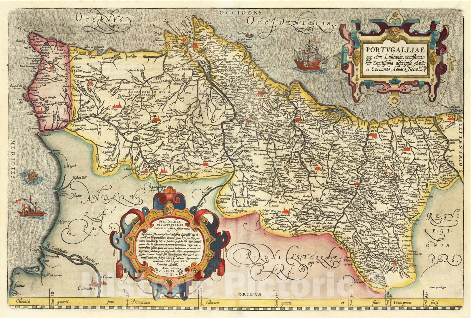 Historic Map : Portugalliae Que Olim Lusitania, novissima et exactissima Descrtiptio, Auctore Vernando Alvaro Secco, 1592, Abraham Ortelius, Vintage Wall Art