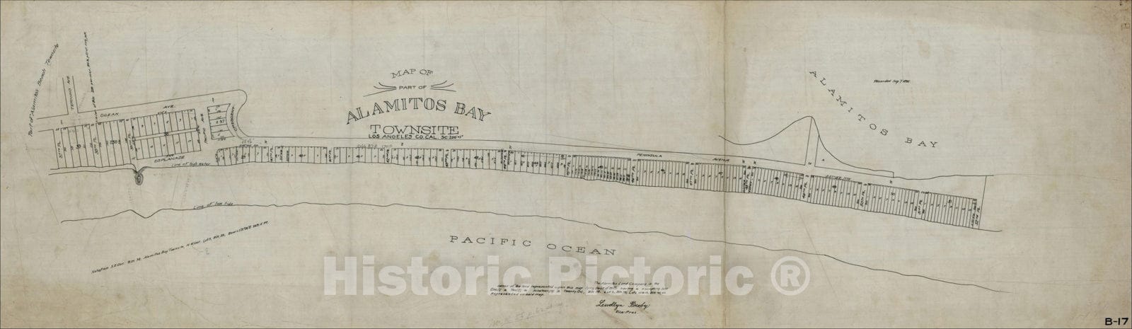 Historic Map : Map of Part of Alamitos Bay Townsite , 1895, , Vintage Wall Art