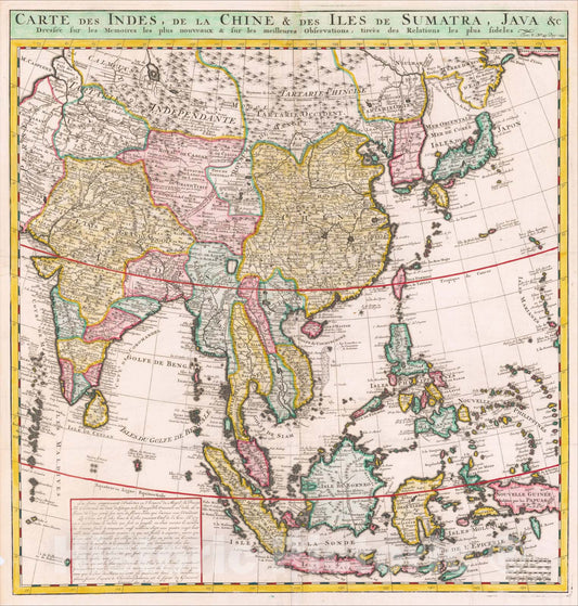 Historic Map : Carte des Indes, de la Chine and des Iles de Sumatra, Java andc., 1719, Henri Chatelain, Vintage Wall Art