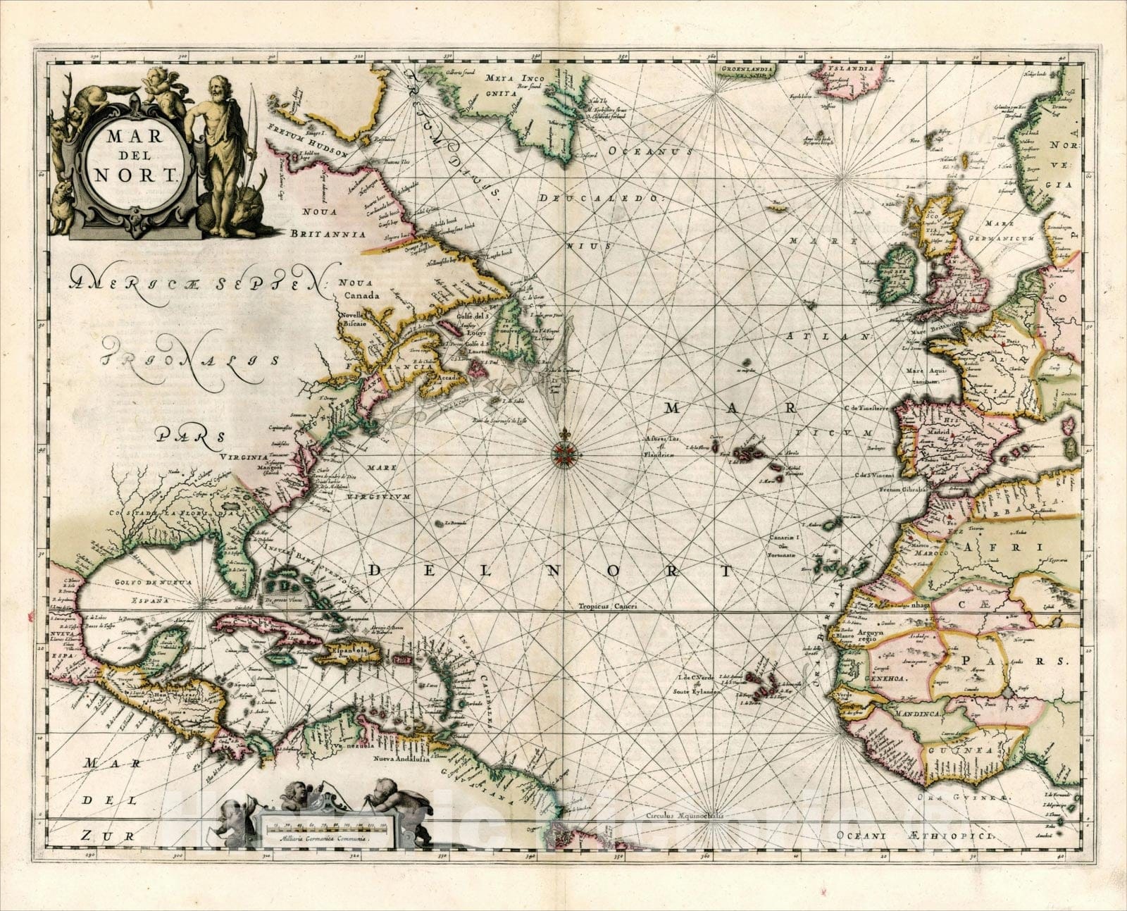 Historic Map : Mar Del Nort, 1650, Jan Jansson, Vintage Wall Art