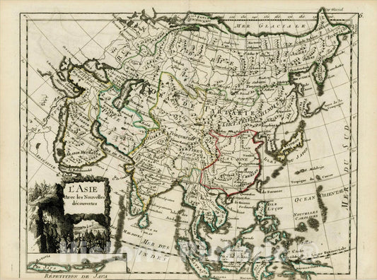 Historic Map : L'Asie Suivant les Nouvelles Observations, 1746, 1746, George Louis Le Rouge, Vintage Wall Art
