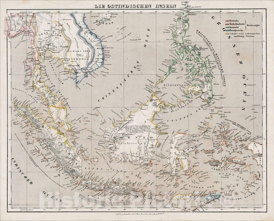 Historic Map : Die Ostindischen Inseln, c1850, , Vintage Wall Art